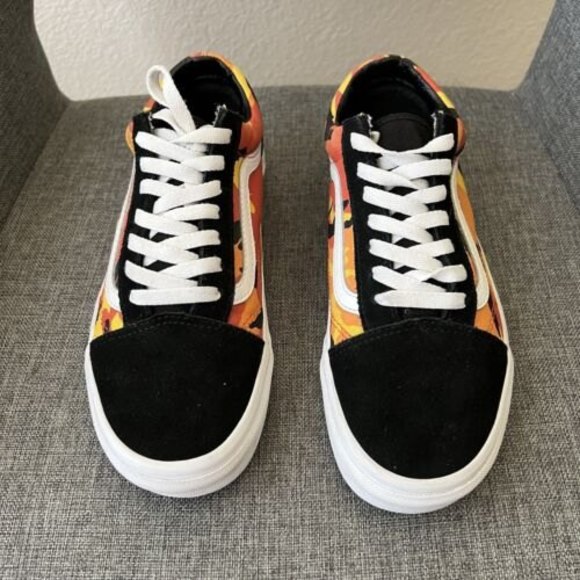 Vans Old Skool Camo Sneaker Lace Up Shoes Size M6 W7.5 Orange Red SB02 - Picture 4 of 7